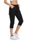 Flewolch Women's Hiking Cargo Pants Lightweight Outdoor Camping Capris Water Resistant UPF 50 with Zipper Pockets Black