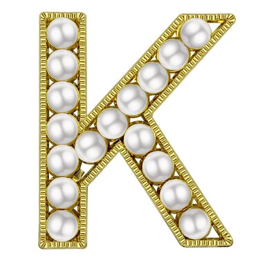 XGALBLA Letter Brooch Pins Letters K Plated Metal Simulted pearl Brooches for Women girls Inspired Gift(Gold Tone)