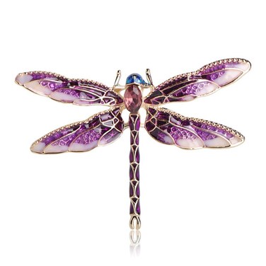 MINGHUA Pretty Enamel Red Blue Dragonfly Brooch Pin Charm Women Men Pin Jewelry (Purple)