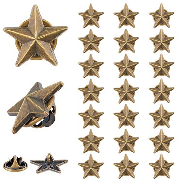 SUPERFINDINGS 24Pcs Alloy Star Badge Lapel Pin Alloy Antique Bronze Lapel Pin Brooches Military Award Pins July Memorial Day Stars Brooches 5 Point Star Badges for Backpack Clothes 17x18x4mm