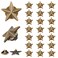 SUPERFINDINGS 24Pcs Alloy Star Badge Lapel Pin Alloy Antique Bronze Lapel Pin Brooches Military Award Pins July Memorial Day Stars Brooches 5 Point Star Badges for Backpack Clothes 17x18x4mm