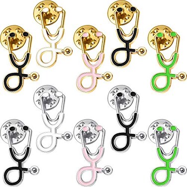 Yaomiao 50 Pieces Nurse Doctor Pins Stethoscope Brooch Pins Stethoscope Lapel Pin Cute Schoolbag Pin Badges for Christmas Doctor Nurse Medical Students Clothing Bags Women Men