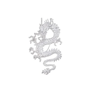 Dragon Brooch for Women Vintage Chinese Dragon Brooch Pins Gold Metal Large Animal Lapel Pin Jewelry (silver)