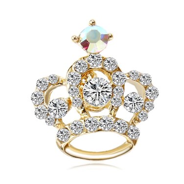 Gold Crystal Rhinestone Princess Queen Crown Brooch Pin,Retro Metal Royal Crown Brooches for Women Girls Crown for Wedding Party/Banquet/Birthday (Gold)