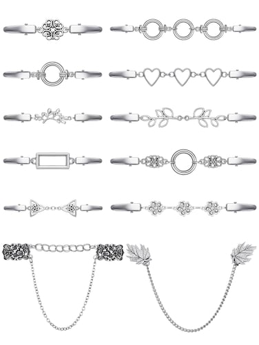 Jetec 12 Pcs Dress Back Clip Vintage Shirt Cinch Clips Sweater Cardigan Shawl Clips for Women Girls Brooch Clips(Delicate Style)