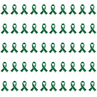 Green Ribbon Awareness Pins 50Pcs Mental Health Awareness Brooch Hope Enamel Lapel Pins