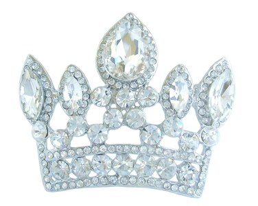 Sindary Classic 2.56" Crown Brooch Pin Pendant Austrian Crystal BZ5050 (Silver-Tone Clear)