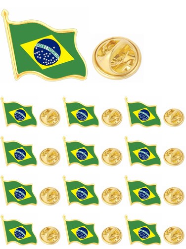 cinfac 12/25/50pcs small Brazil Flag lapel pin Brazilian flag pins bulk (12)