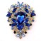 SELOVO Flower Big Large Flower 3.3in Statement Blue Brooch Pin Broach
