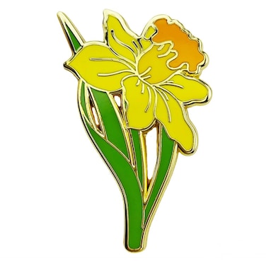 Ficsowy Enamel Pin Badge Daffodil Flower Brooch Pin for Teachers Nurses Doctors Lawyers Architects Interior Designers Florists Gardeners (Yellow-A199)