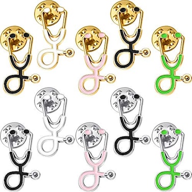 Yaomiao 20 Pieces Nurse Doctor Pins Stethoscope Brooch Pins Stethoscope Lapel Pin Cute Schoolbag Pin Badges for Christmas Doctor Nurse Medical Students Clothing Bags Women Men