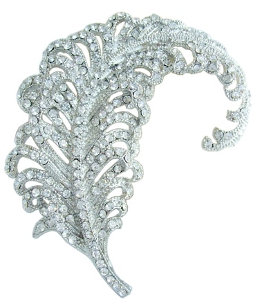 Sindary 3.35" Purple Rhinestone Crystal Leaf Brooch Pin Pendant BZ5065 (Silver-Tone Clear)