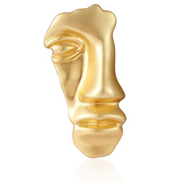 Golden Figure Face Mask Brooch - Vintage Minimalist Metal Brooches Women Men, Gold,Golden