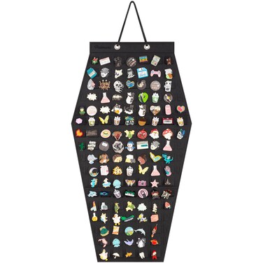 PACMAXI Hanging Brooch Pin Storage Organizer, Hexagon Style Enamel Lapel Pin Holder, Holds Up To 120 Pins(Black 2)