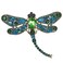 Dragonfly Brooch Pin with Imitated Created Crystal Charm Flying Insect Alloy Brooch Pin(Green)