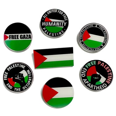 Palestine Flag Pin Free Palestine Lapel Pins Bulk Watermelon Pin Palestine National Brooches Lapel Pin Support Campaign Charity Donation Event Gift Accessories(7 Pcs)