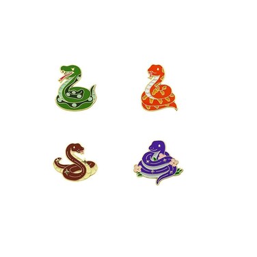 2025 New Year Chinese Zodiac Snake Enamel Lapel Pin Chinese Zodiac Lucky Snake Pin Novelty Celebration Party Brooch Pin Fashion Charm Festival Jewelry Gifts-4Pcs