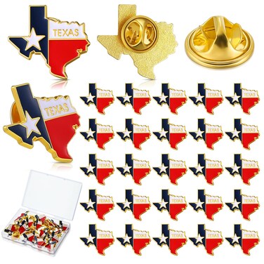 Equsion 25 Pcs Texas Pins Bulk Texas Souvenirs Tennessee Florida California Pins Souvenir Gifts USA for Patriotic Traveler Christmas(0.98 x 0.98 Inches,Texas)