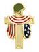 PinMart Patriotic American Hero Flag Cross &ndash; U.S.A. Cross for American Heros- Gold Plated Enamel Lapel Pin - SecureClutch Back for Hats, Scarves and Backpacks