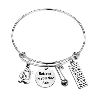 CHOORO Piano Lover Gift Music Lover Bracelet Believe In You Like I Do Bracelet Pianist Gift Piano Recital Gift Piano Students Jewelry (Believe In You-Piano br)