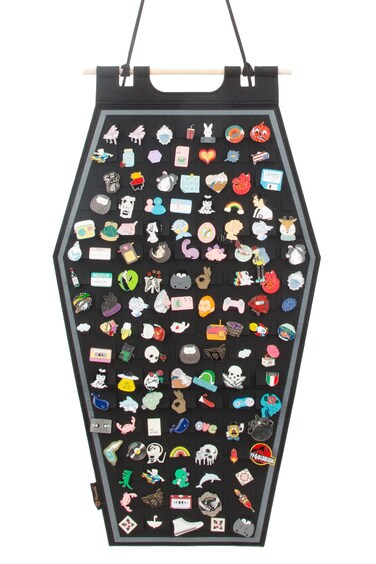 PACMAXI Hanging Brooch Pin Storage Organizer, Hexagon Style Enamel Lapel Pin Holder, Holds Up To 120 Pins(Black)