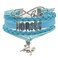 Ac Union Handmade Adjustable Leather Bracelet, with Blue Horse Metal Charm Friendship Gift for Women