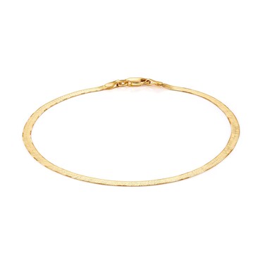 18K Gold Over 925 Sterling Silver Italian 3MM Magic Herringbone Dainty Chain Bracelet For Women - Available in size 7 7.5 or 8 inches (7)