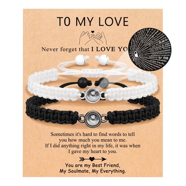 UNGENT THEM Matching Couples Bracelets Long Distance Relationship I Love You Christmas Sweetest Valentines' Day Gifts for Him Her Boyfriend Girlfriend Women Men BF GF
