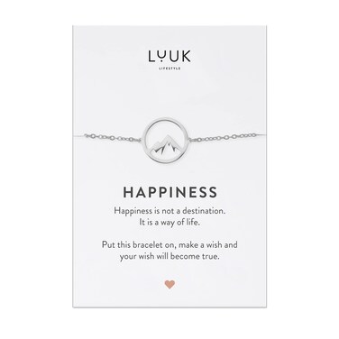 LUUK LIFESTYLE Stainless Steel 8-inch-Long Bracelet with Mountain Peak Pendant, Sporty and Modern Style, Minimalist Fashion Accessory, Trendy Gift for Women, Waterproof and Adjustable Length, Silver