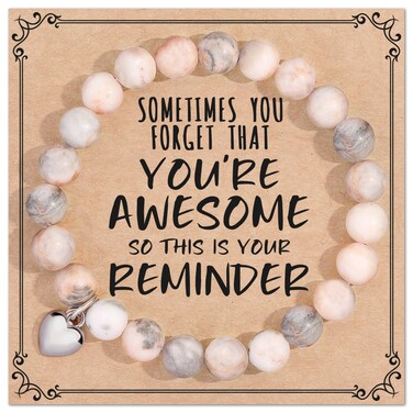 Jewelry&amp;Card Valentines Day Gifts for Her Women Teen Girls, Sometimes You Forget You're Awesome Bracelets, Inspirational Gifts for Mom, Daughter, Sister, Best Friends on Easter Birthday
