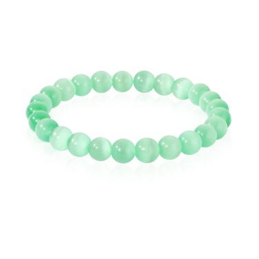 MAOCEN Women Bracelet 8mm Chakras Healing Colorful Cats Eye Yoga Stone Beads Bracelets Meditation Relax Anxiety Jewelry Elastic 6-6.5 Inches (Green)