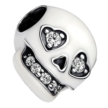 ZURWTCH Glow-in-the-dark Sparkling Skull Charm Fit Women Bracelet Necklaces Fashion Gifts 925 Sterling Silver DIY Jewelry (White 0894)