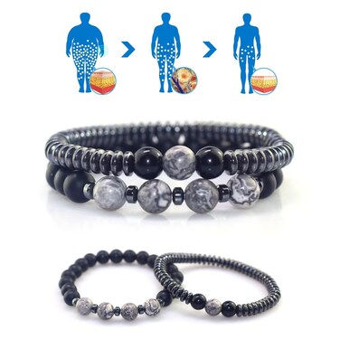 Humanic Maxhematie Beaded Bracelets, Natural Stone Beads Layered Lymphatic Health Energy Healing Bracelets Adjustable Length For Women Men Jewelry Gifts (map)