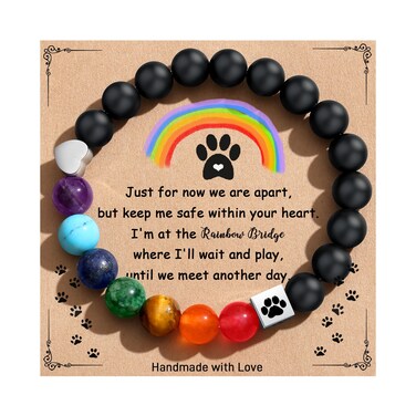 TONY &amp; SANDY Pet Memorial Gifts for Dogs, Dog Memorial Gifts for Loss of Dog, Dog Passing Away Sympathy Rainbow Bridge Memorial Bracelet for Women Who Loss of Dog Furry Friend Remembrance