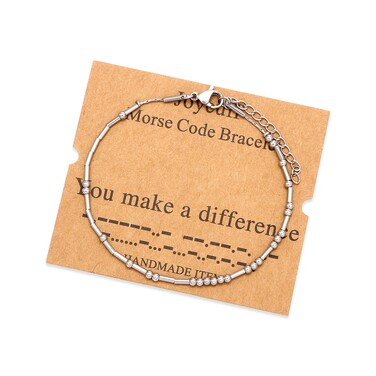 JoycuFF Morse Code Bracelets for Women Inspirational Birthday Thanksgiving Day Christmas Gifts for Friends Mom Sister Daughter Stainless Steel Beaded Bracelet You Make A Difference