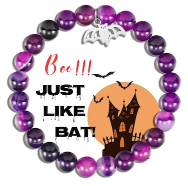 MollyQueen Bat Bracelet for Women Bat Lover Gifts Bat Bracelet Halloween Bracelets Bat Jewelry (Purple Bat Gifts)