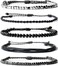 Mezcla Vida Handmade Waterproof Rope Bracelets Pack String &amp; Beaded Stack - Set of 5 Stackable Bohemian Bracelets For Women(Dark Blue)