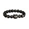 Pingyongchang Natural Black Obsidian Bracelet, Crystal Cat Beaded Bracelets for Women Men, Stretch Bracelet 8mm Stretch Elastic Bracelets-Silver