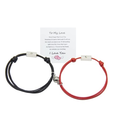 BEARJIA 2Pcs Heart Cat Moon Couple Bracelet Matching Couples Heart Bracelet Valentine Bracelet for Women Men Love Bracelet (Moon, Zinc Alloy)