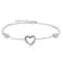 Qings Love Heart Bracelets for Women 925 Sterling Silver with Colorful Zirconia, Anniversary Valentine's Mother's Day Charm Link Chain Bracelet Jewelry Gifts for Wife Mom Her