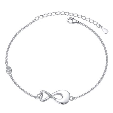 Ladytree S925 Sterling Silver Urn for Ashes Cremation Infinity Forever In My Heart Memorial Bracelet for Women