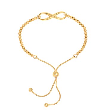 Charmsy 925 Sterling Silver 14K Gold-Plated Infinity Adjustable Sliding Bolo Bracelet for Women   Diamond-Cut Beaded Ball Chain Bracelet for Women and Teen