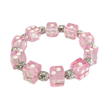 Dice Bracelet for Women, Casino Bunco Party Jewelry, Birthday Christmas Gift Ideas, Pink, 1 pc