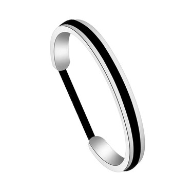 Zuo Bao Hair Tie Bracelet Stainless Steel Grooved Cuff Bangle For Women (S)