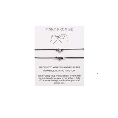 COLORFUL BLING BFF Love Heart Promise Distance Bracelets Wax String Set of 2 Couple Matching Bracelets Gift for Best Friends Couple Family Women Mens - Style A