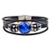 Creative Twelve Constellation Bracelet 12 Zodiac Signs Woven Leather Glass Buckle Beads Bangle for women (pisces)