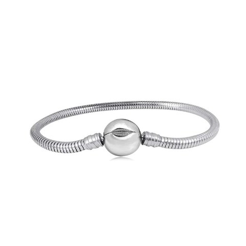 MiniJewelry Ball Clasp Memorial Snake Chain Charms Bracelet Heart Love Stainless Steel 6.7 inch 17 cm