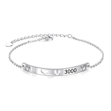 925 Sterling Silver Bracelets for Women Charm Inspirational Bracelets for Teen GirlsI I Love You 3000 Bracelet Iron Man Souvenir Marvel Movie Fans Family Love Cuff Bangle Bracelets