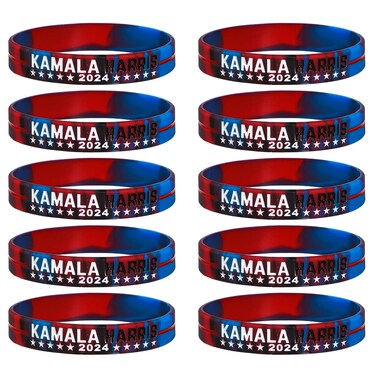 Fuqimanman2020 10 Pack Kamala Harris 2024 President Vote Silicone Bracelets Set for Women Jewelry (B)