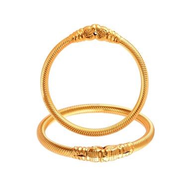 Jewar Bangles 2 Piece Shermoonh/Shermukhi Kada Gold Plated Bangles, Daily Use Lion Design Traditional Jewelry for Women &amp; Girls - Durable Ethnic Kada for Weddings, Parties, and Everyday Wear - 2.6